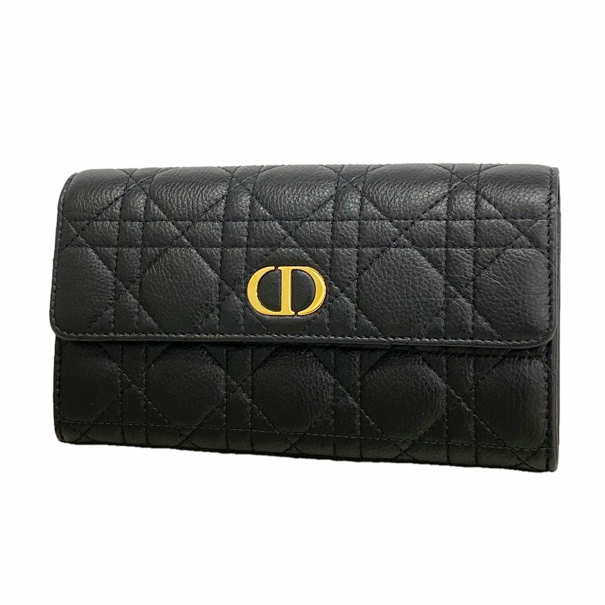 Dior Wallet Cannage Leather Black Gold