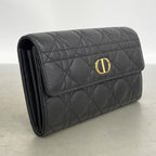 Dior Wallet Cannage Leather Black Gold — view 2
