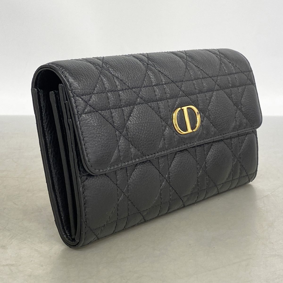 Dior Wallet Cannage Leather Black Gold — view 2