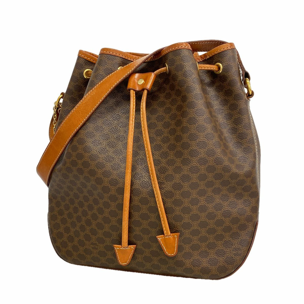 Celine Shoulder Bag Macadam Brown Gold