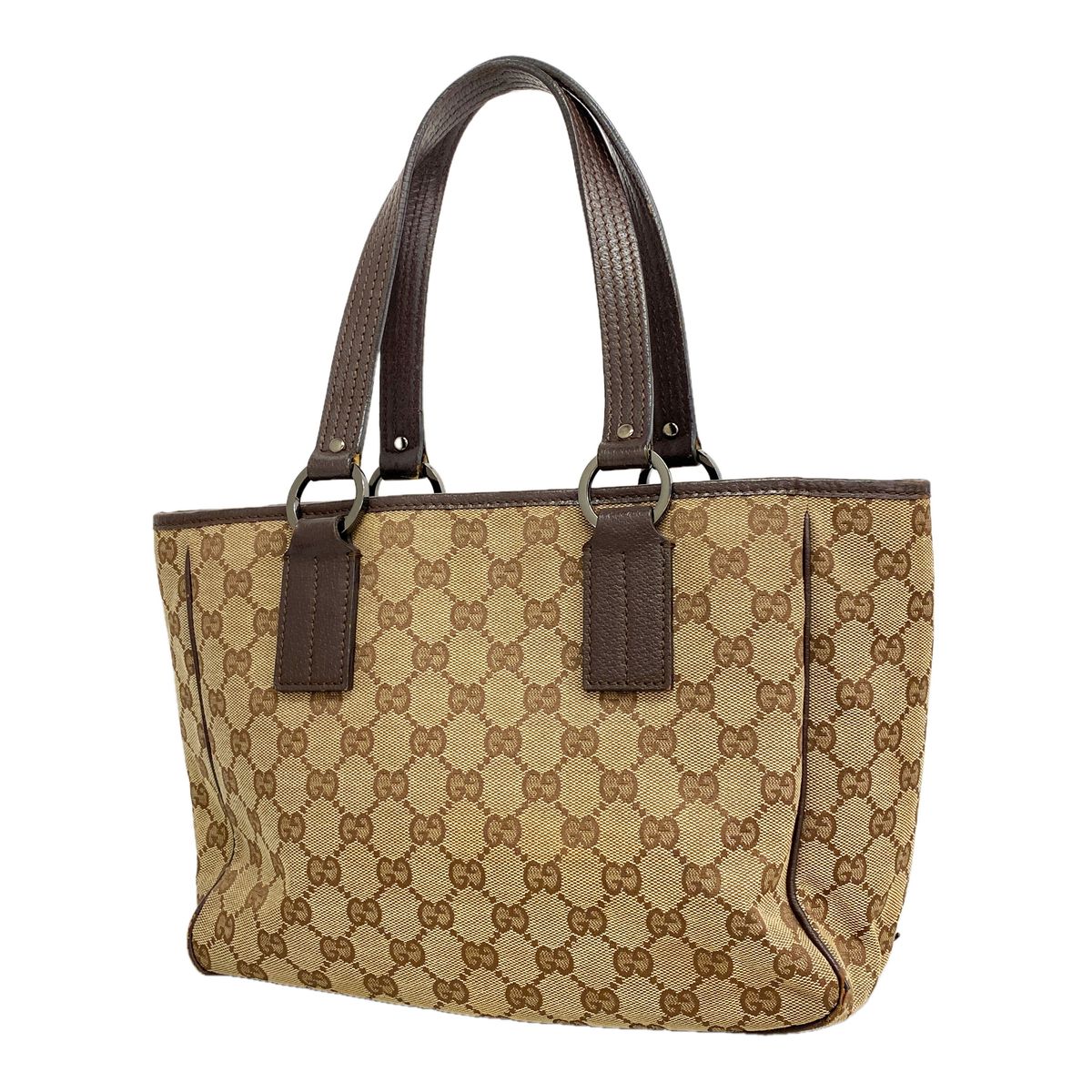 Gucci Handbag GG Canvas Beige Brown Silver