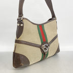 Gucci Shoulder Bag Sherry Line Interlocking G Canvas Beige Brown Silver — view 2
