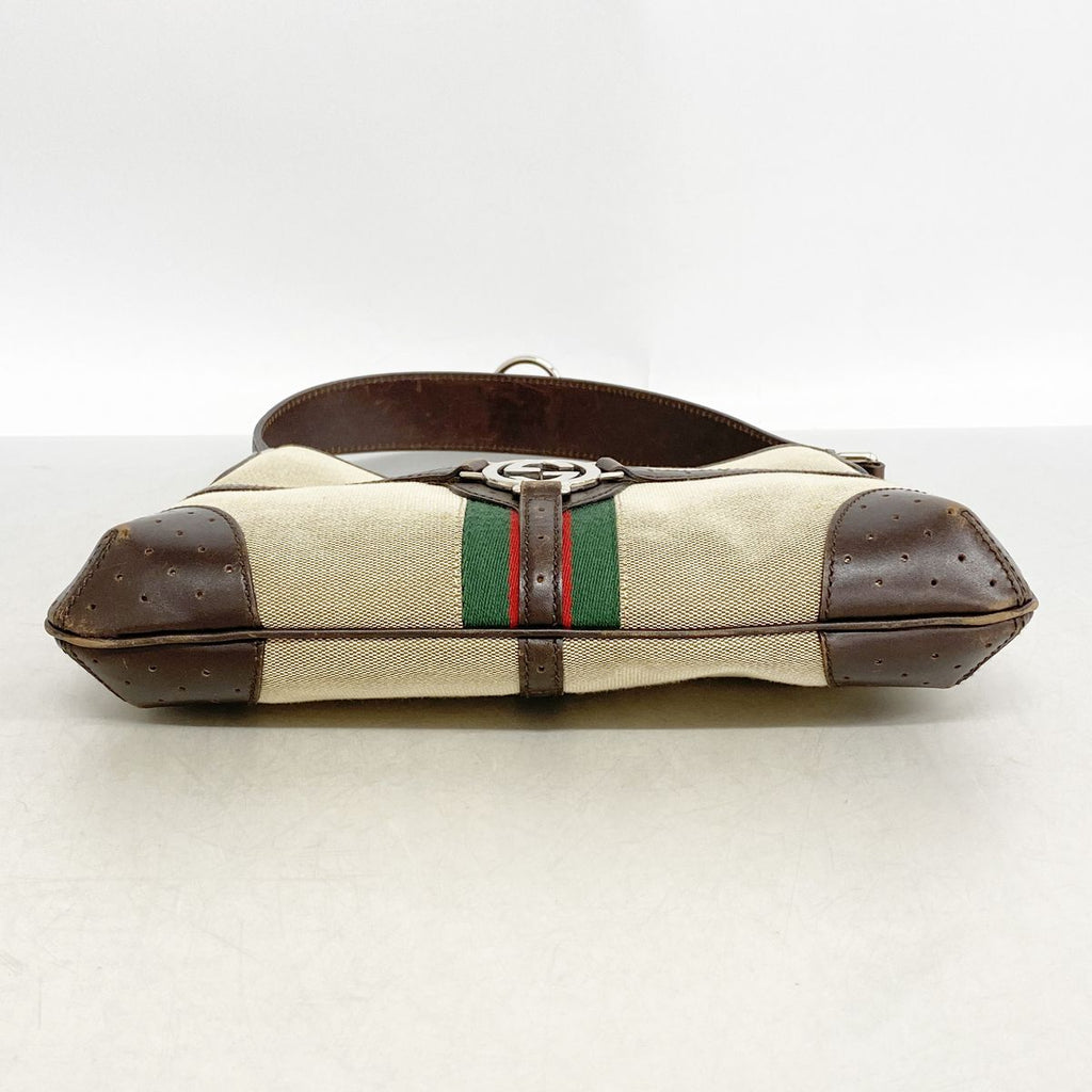 Gucci Shoulder Bag Sherry Line Interlocking G Canvas Beige Brown Silver — view 3