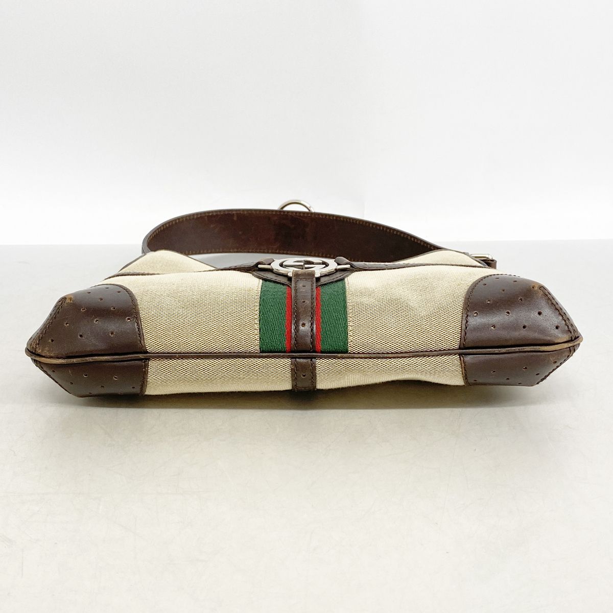 Gucci Shoulder Bag Sherry Line Interlocking G Canvas Beige Brown Silver — view 3