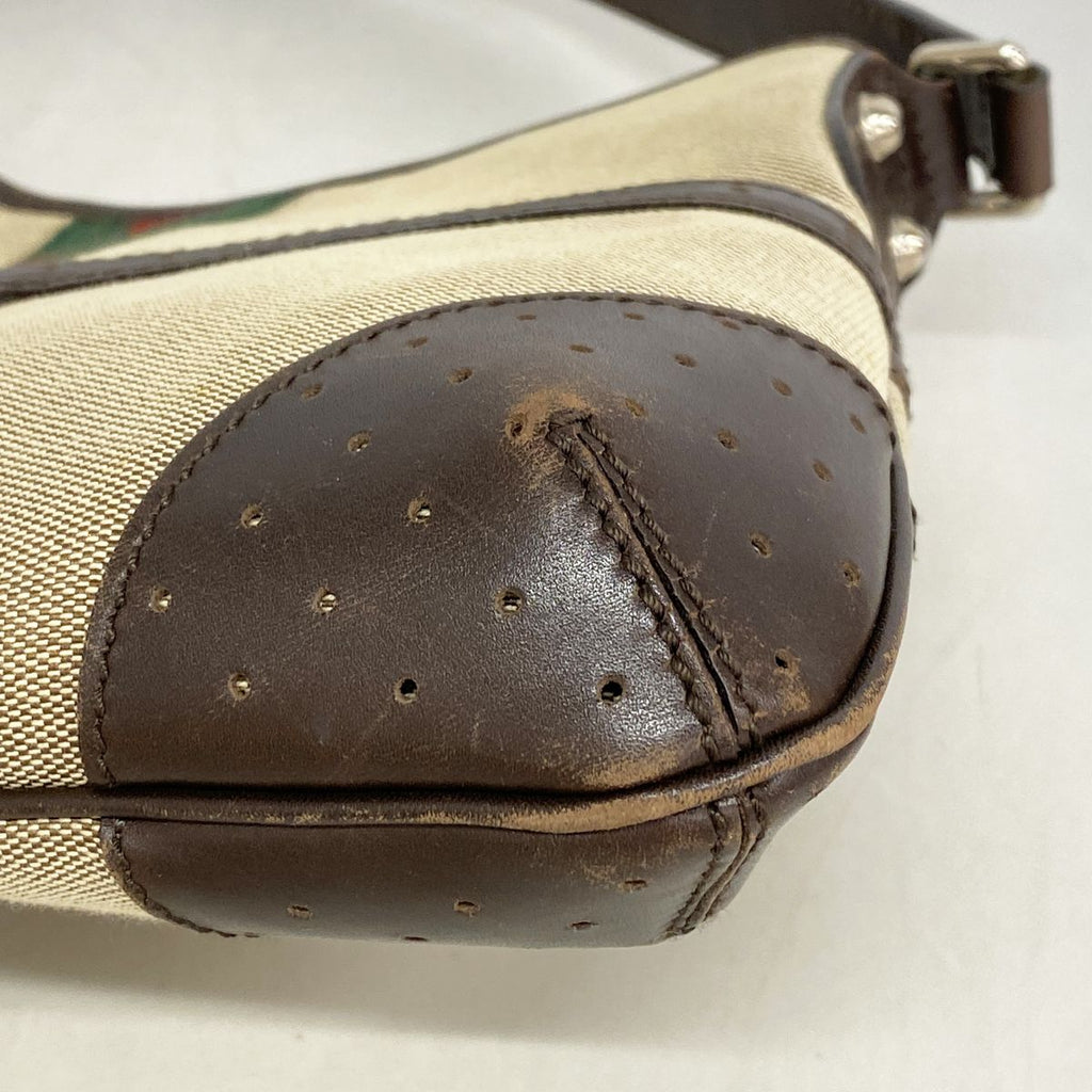 Gucci Shoulder Bag Sherry Line Interlocking G Canvas Beige Brown Silver — view 6