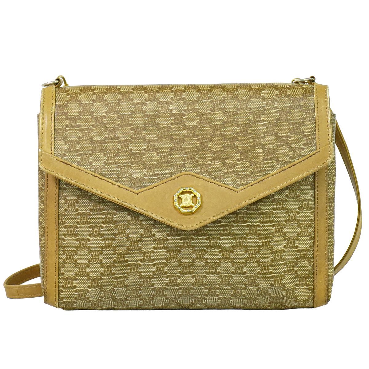 Celine Macadam Shoulder Bag Pochette Beige