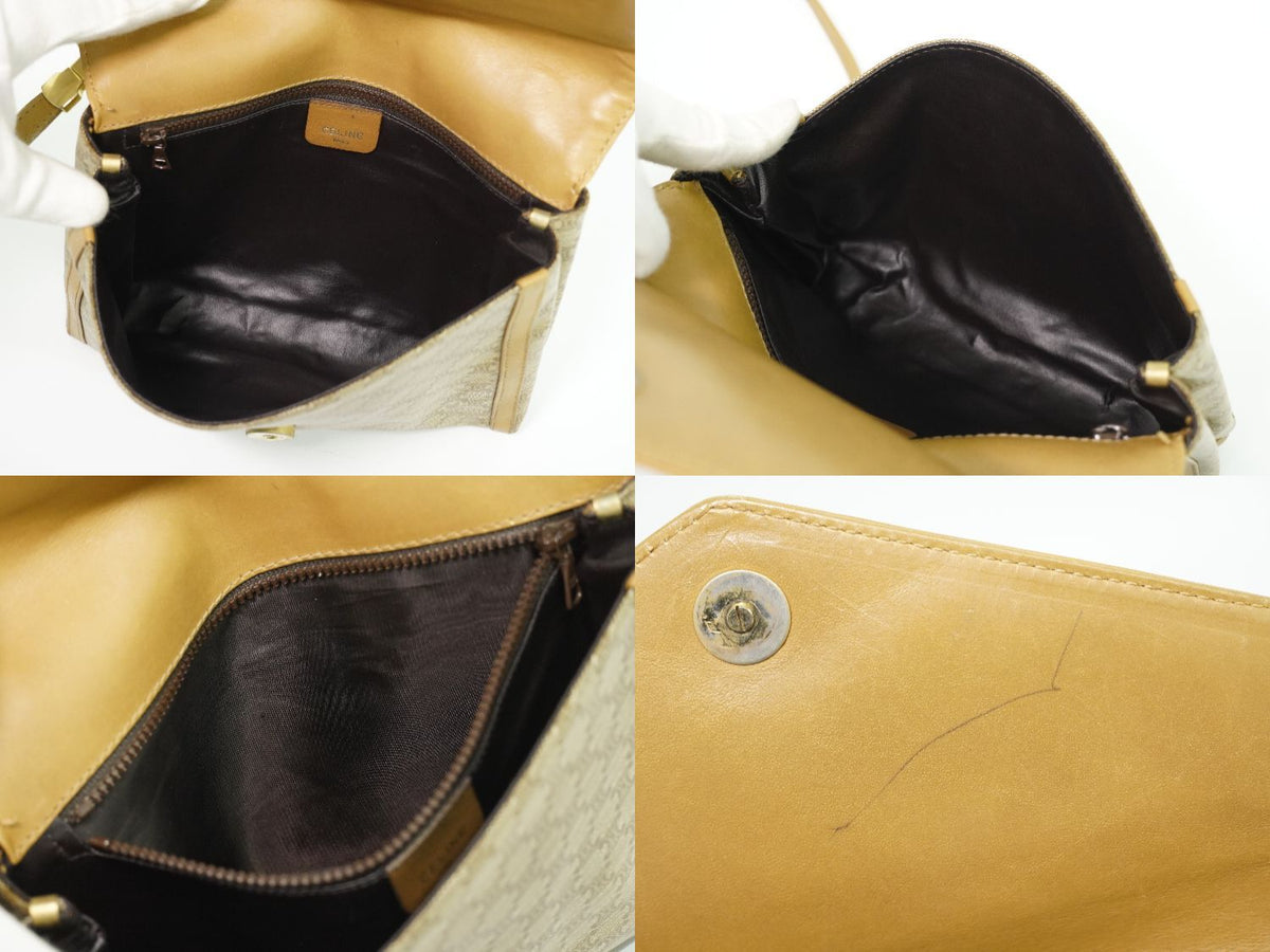 Celine Macadam Shoulder Bag Pochette Beige — view 8