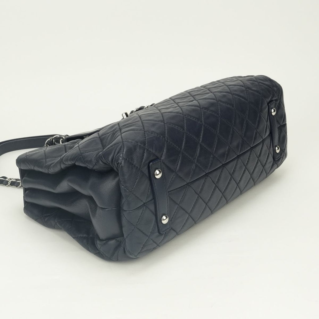Hermes Matelasse Tote Shoulder Bag Lambskin Navy Silver CC Logo — view 6