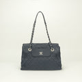 Hermes Matelasse Tote Shoulder Bag Lambskin Navy Silver CC Logo