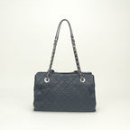 Hermes Matelasse Tote Shoulder Bag Lambskin Navy Silver CC Logo — view 3
