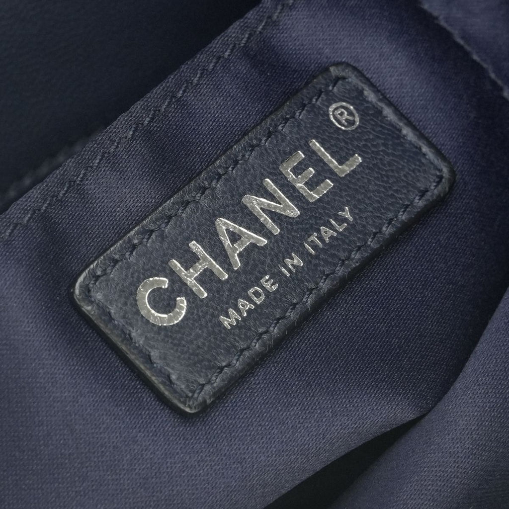 Hermes Matelasse Tote Shoulder Bag Lambskin Navy Silver CC Logo — view 8