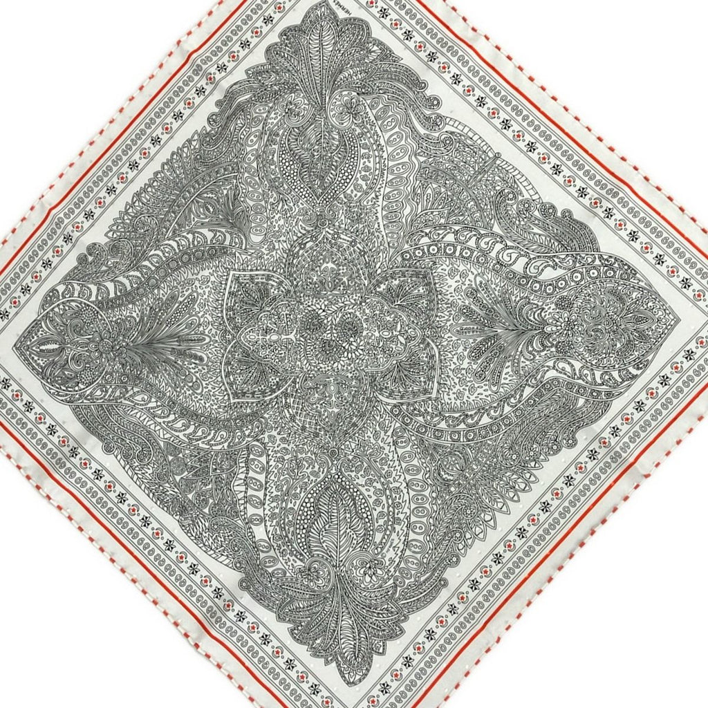 Hermes Scarf Carre 55 White Black Orange le Jardin de la Mahar