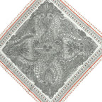 Hermes Scarf Carre 55 White Black Orange le Jardin de la Mahar