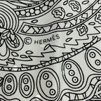 Hermes Scarf Carre 55 White Black Orange le Jardin de la Mahar — view 2