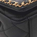 Chanel Quilted Chain Trim Full Flap Shoulder Black Bag Caviar Leather — view 7