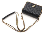 Chanel Quilted Chain Trim Full Flap Shoulder Black Bag Caviar Leather — view 4