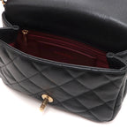 Chanel Quilted Chain Trim Full Flap Shoulder Black Bag Caviar Leather — view 8