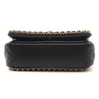 Chanel Quilted Chain Trim Full Flap Shoulder Black Bag Caviar Leather — view 3