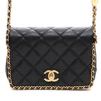 Chanel Quilted Chain Trim Full Flap Shoulder Black Bag Caviar Leather
