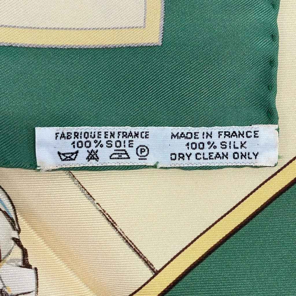 Hermes Scarf Petit Carre Ivory Dark Green Light Gray Voyage AU Niger — view 3