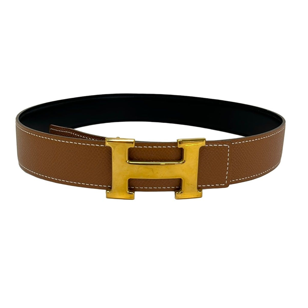 Hermes Belt 65 H Brown Black Gold Leather