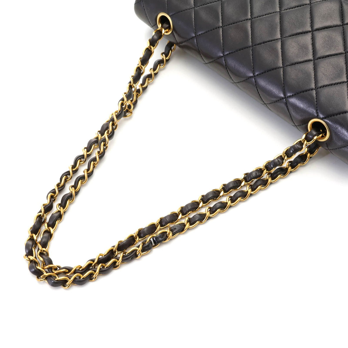 Chanel Quilted Double Flap 25 Chain Shoulder Black Lambskin Bag — view 4
