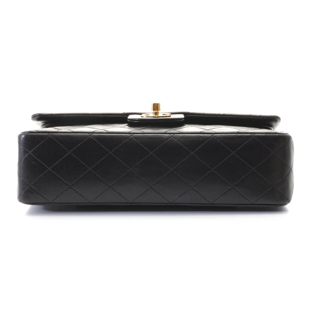 Chanel Quilted Double Flap 25 Chain Shoulder Black Lambskin Bag — view 3