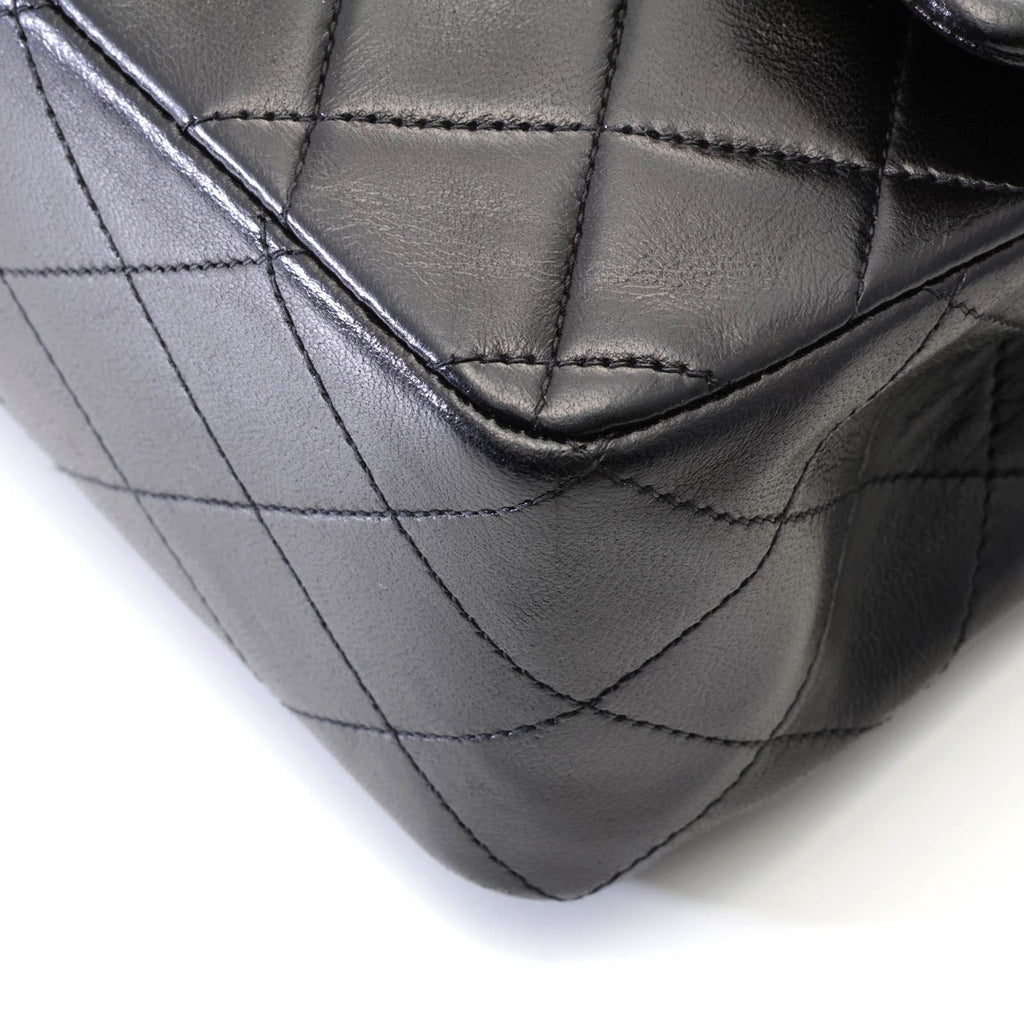 Chanel Quilted Double Flap 25 Chain Shoulder Black Lambskin Bag — view 7