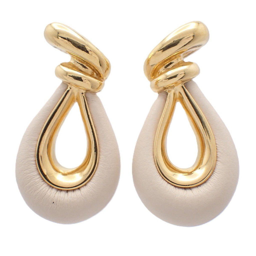Fendi Filo Earrings Gold Color Beige