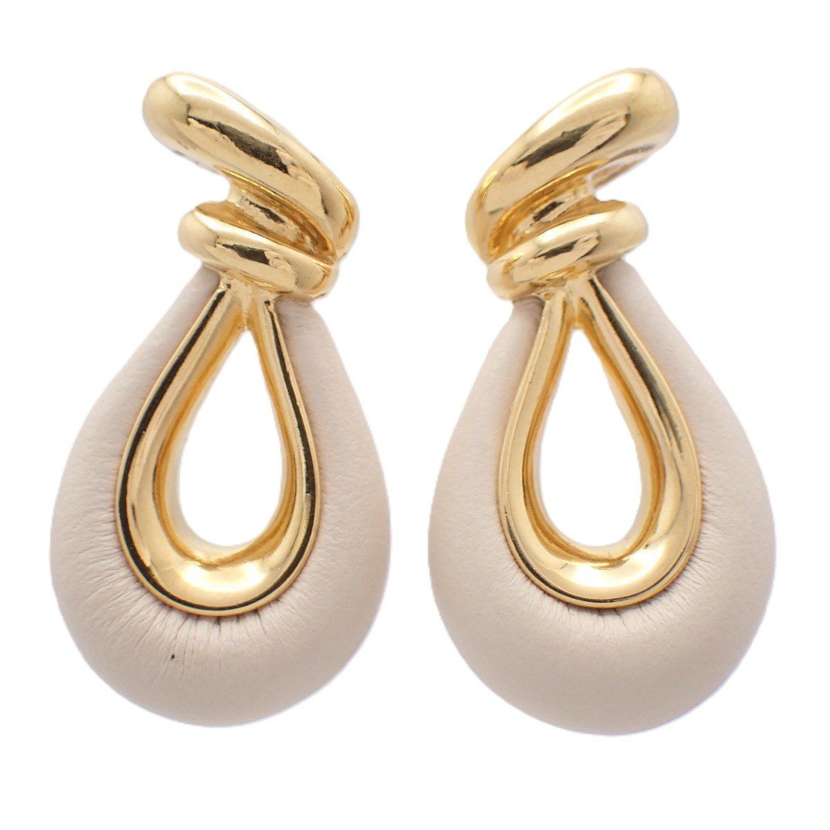 Fendi Filo Earrings Gold Color Beige