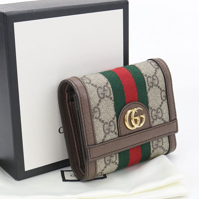 Gucci Ophidia Trifold Wallet GG Supreme Canvas