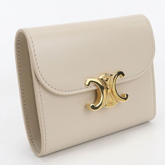 Celine Small Flap Wallet Triomphe Trifold Shiny Calfskin