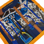 Hermes Scarf Carre 90 Navy Orange Multi Selle de Dignitaire