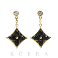 Louis Vuitton 18k Yellow Gold Star Blossom BB Earrings Onyx Diamond