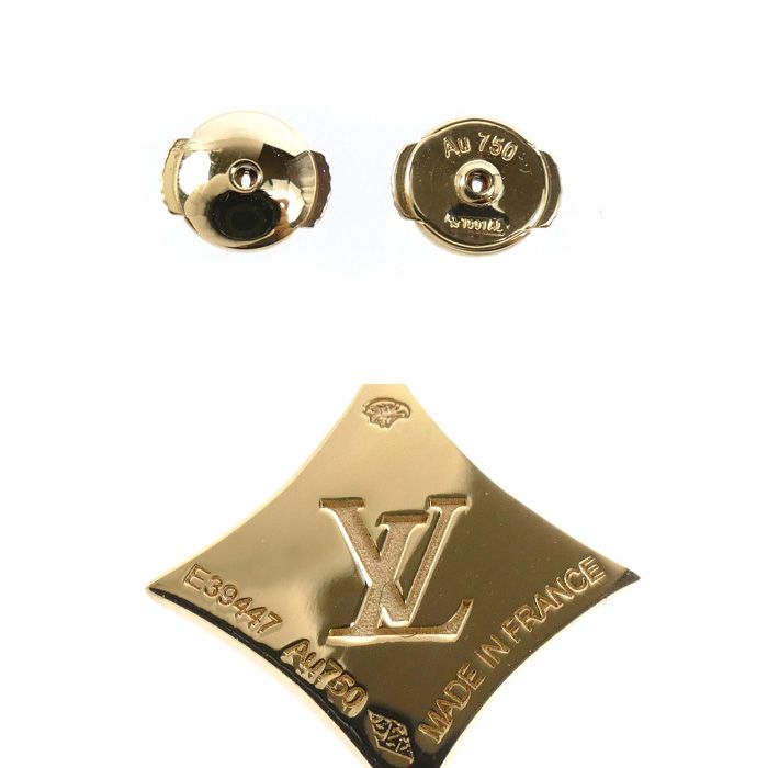 Louis Vuitton 18k Yellow Gold Star Blossom BB Earrings Onyx Diamond — view 4