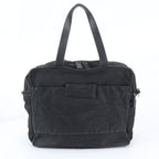 Prada Tessuto Nylon Triangle Logo Leather Business Document Tote Bag Black — view 3