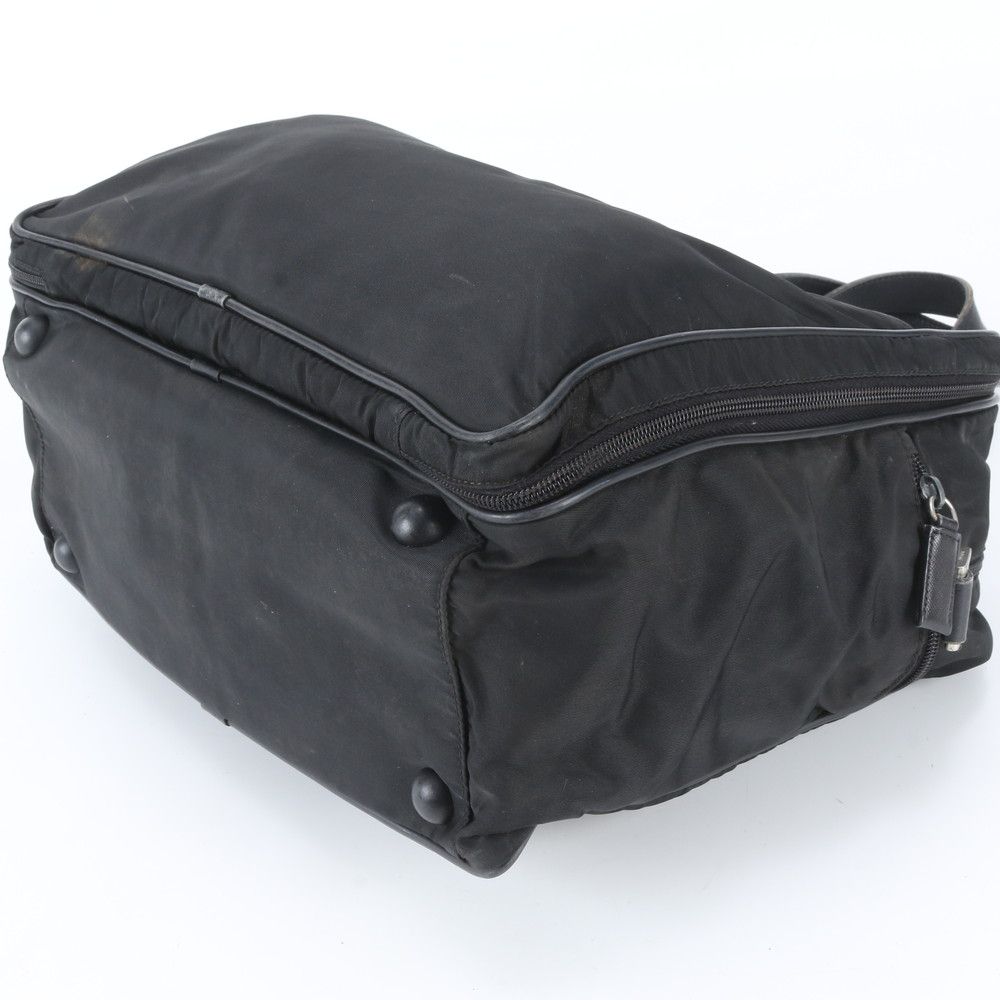 Prada Tessuto Nylon Triangle Logo Leather Business Document Tote Bag Black — view 4