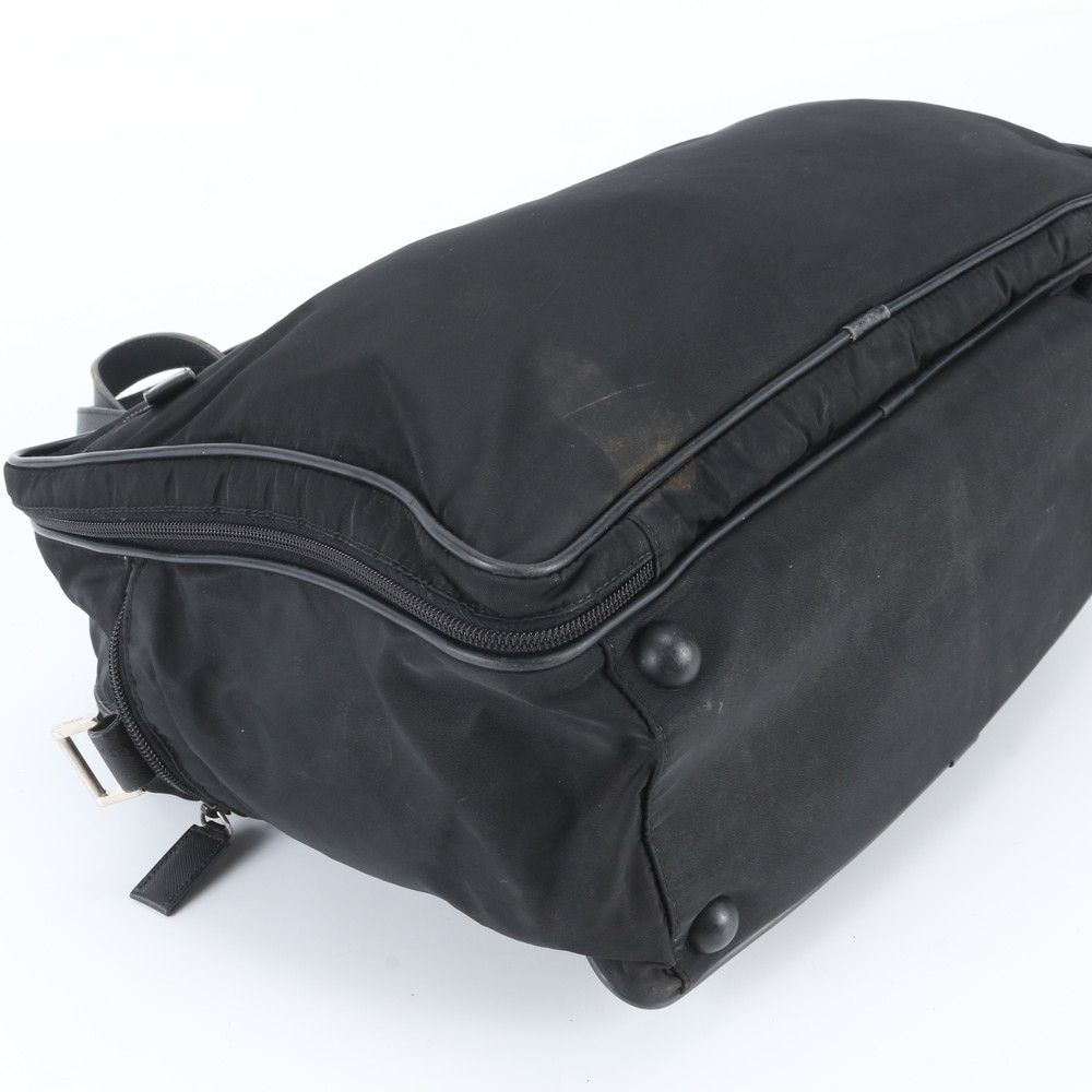 Prada Tessuto Nylon Triangle Logo Leather Business Document Tote Bag Black — view 5
