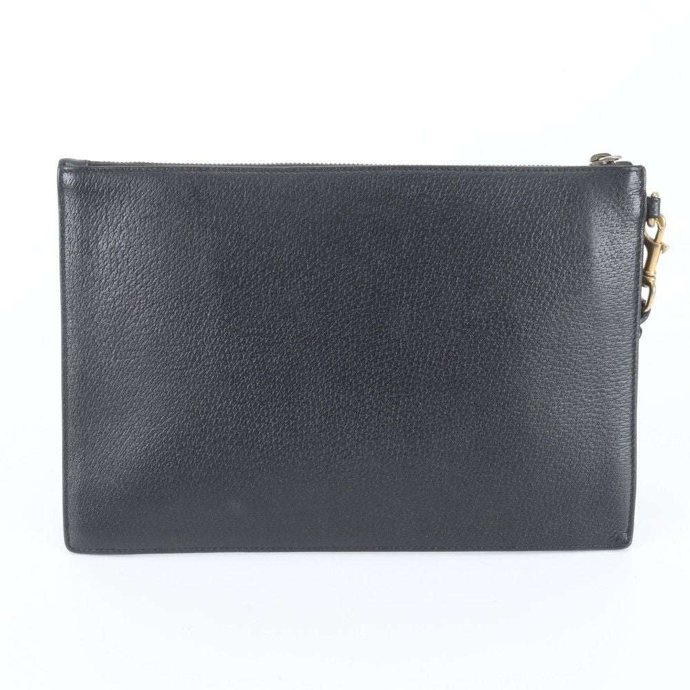 Gucci Animalier Bee Leather Clutch Pouch Business Black — view 3