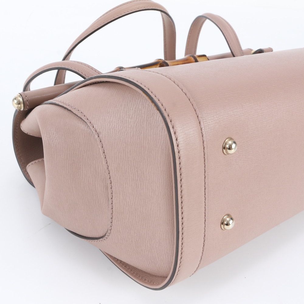 Gucci Bamboo Leather Handbag Tote Gold — view 6