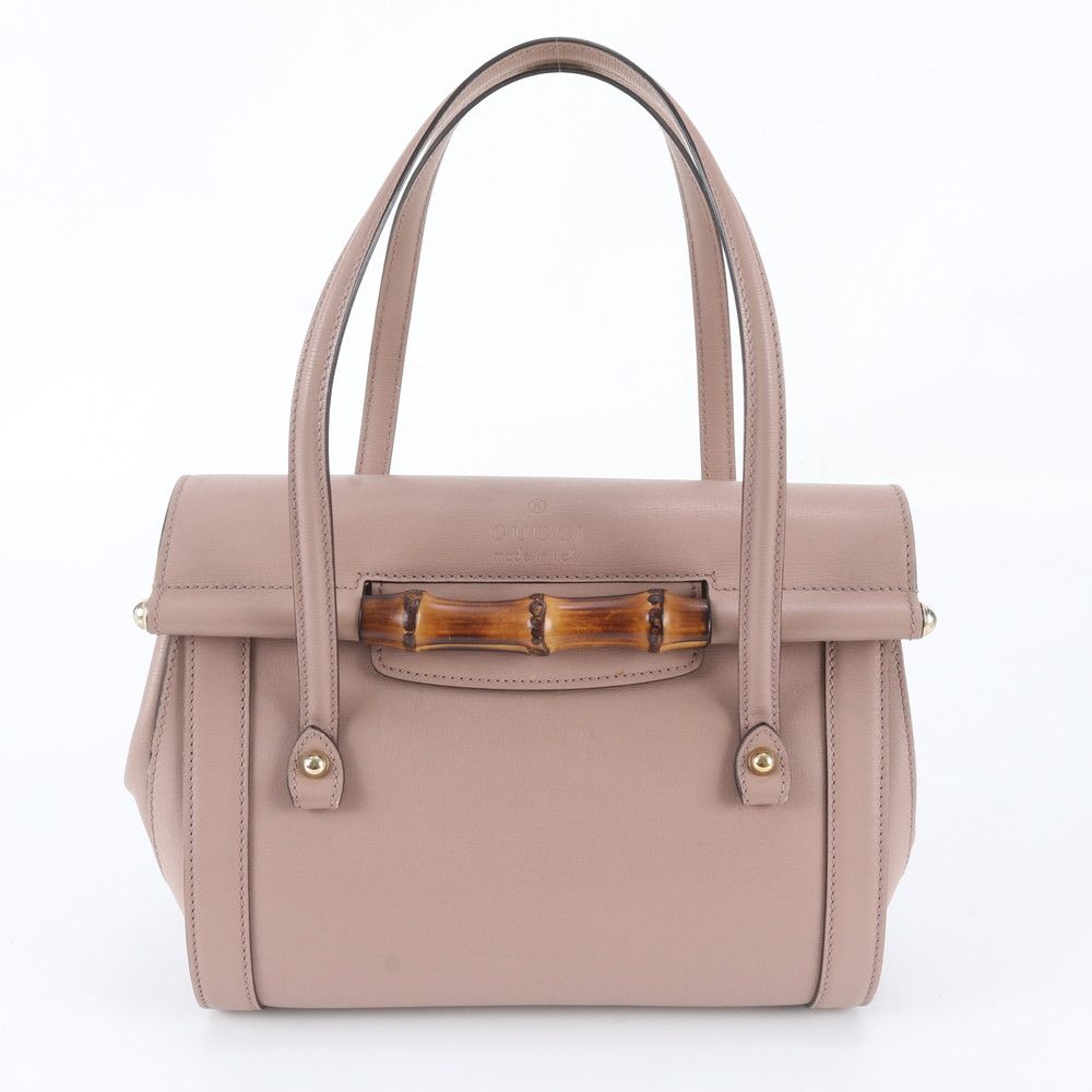 Gucci Bamboo Leather Handbag Tote Gold