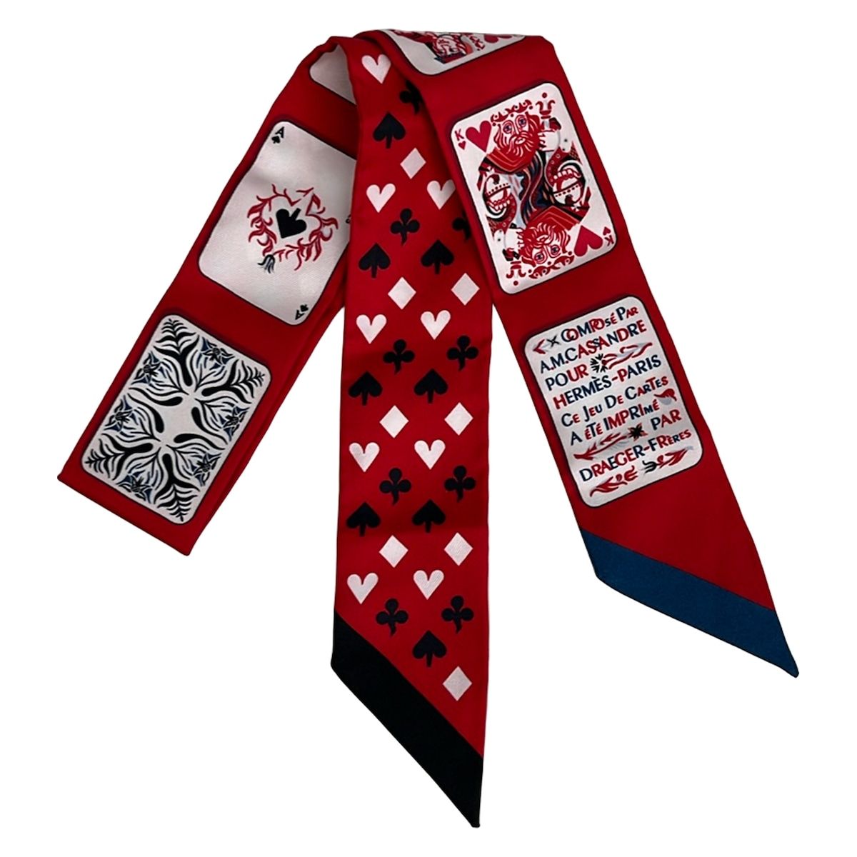 Hermes Scarf Twilly Red White Multi Jeu de Cartes Playing Cards