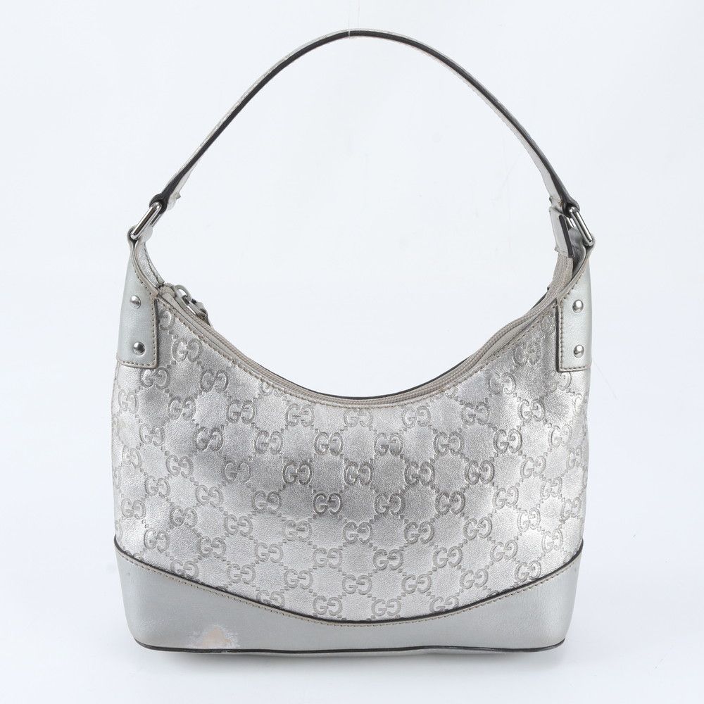Gucci Guccissima Hobo Leather Shoulder Bag Hand Silver — view 3