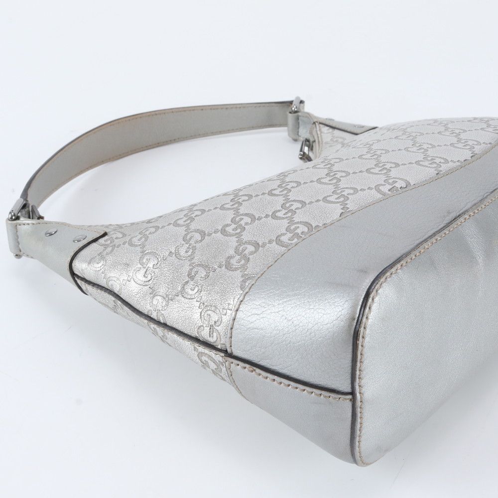 Gucci Guccissima Hobo Leather Shoulder Bag Hand Silver — view 6