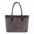 Gucci GG Canvas Leather Tote Bag Shoulder Hand Brown Black