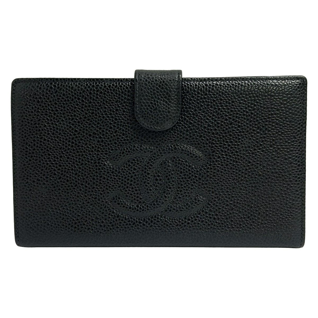 Chanel Wallet Black CC Logo Gold Kiss Lock