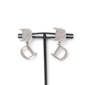 Dior Vintage Earrings D Logo Crystal Pave for Both Ears