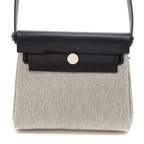 Hermes Herbag Zip Mini Ecru Black Silver Shoulder Bag Canvas