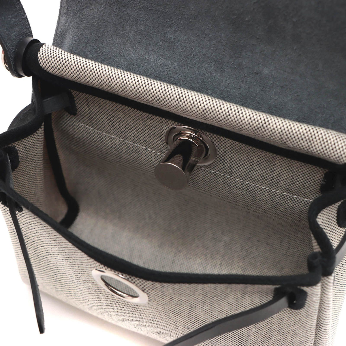 Hermes Herbag Zip Mini Ecru Black Silver Shoulder Bag Canvas — view 6