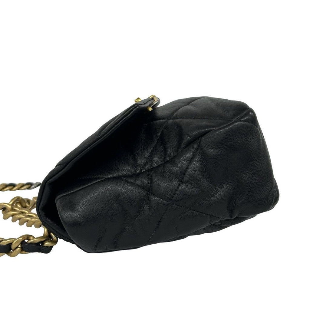 Chanel 19 CC Logo Lambskin Chain Shoulder Bag Black — view 5